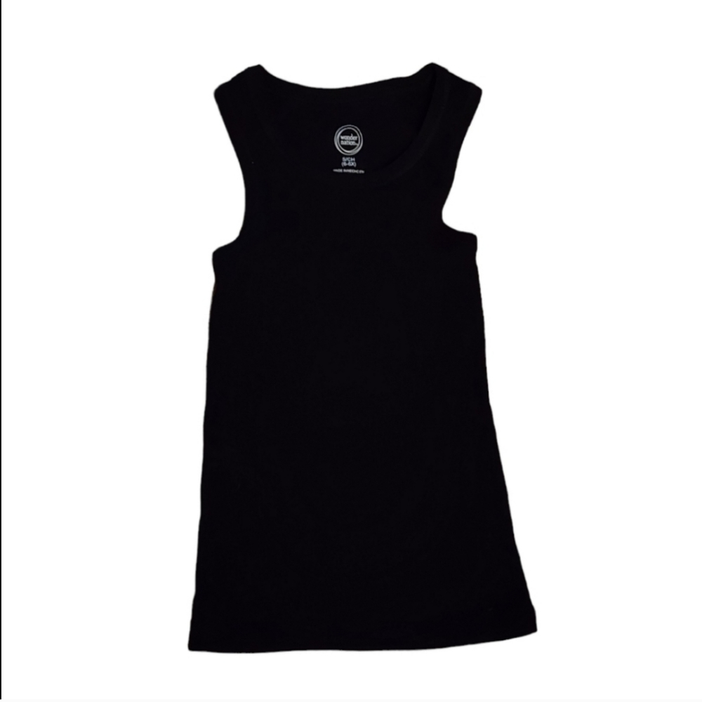 🖤 Black Muscle Tank Tee – Girls 6